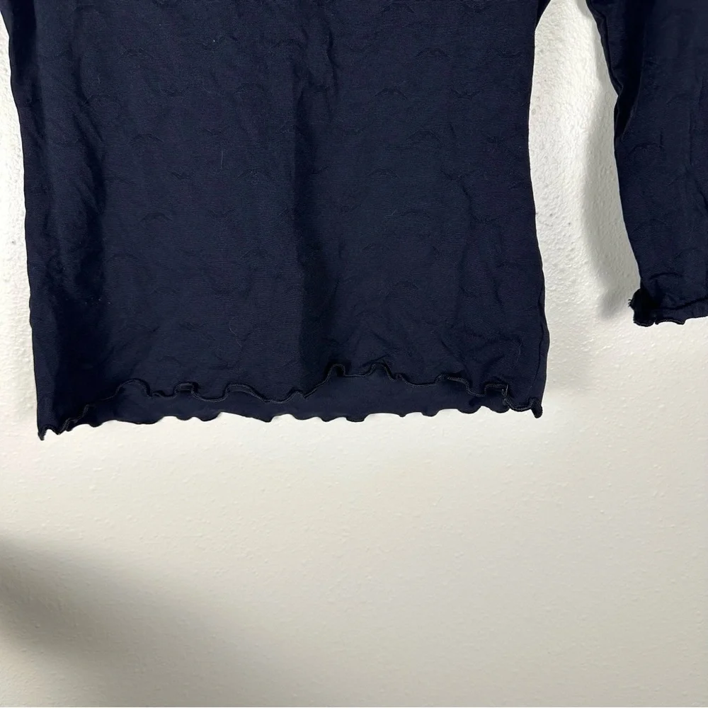 EMPORIO ARMANI Black Long Sleeve Lettuce Edge Jumper Top - Picture 4 of 7